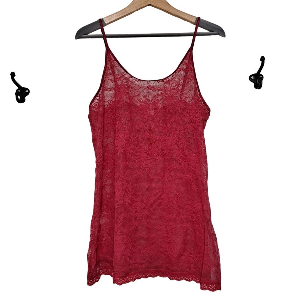 Victoria Secret Slip Dress Woman Size Large Chemise Red Lace Lingerie Sexy USA